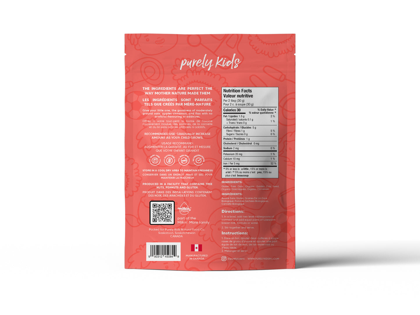Purely Kids Apple Cinnamon Toddler Oatmeal