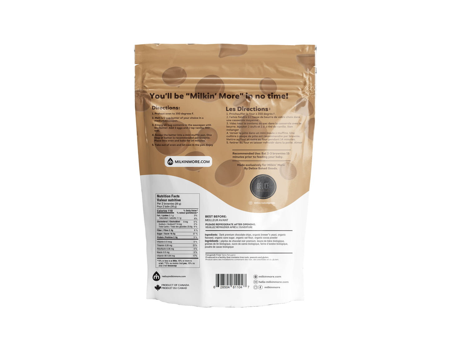 Milkin More Lactation Dark Chocolate Brownie Mix