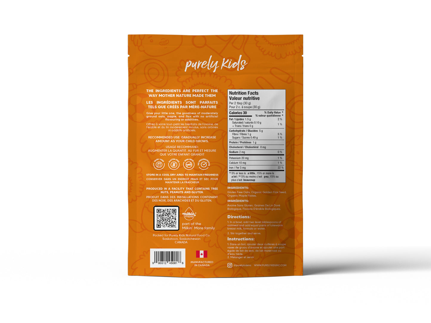 Purely Kids Maple toddler oatmeal